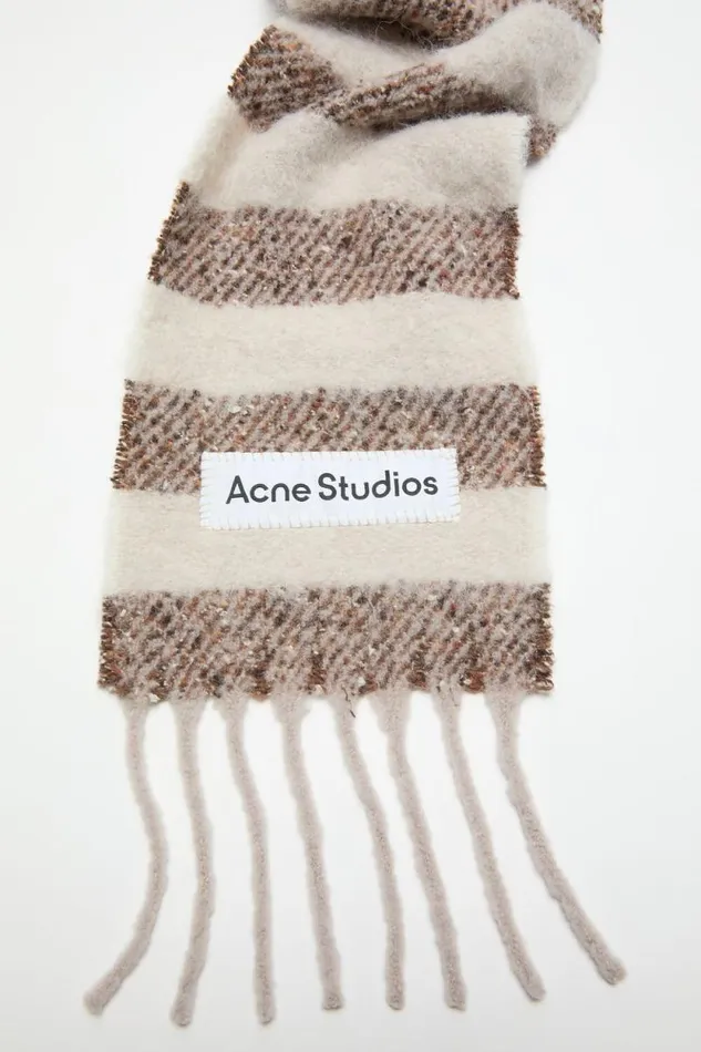 Acne Studios Stripe Alpaca Scarf 8211 Narrow Dark Brownbeige Men Scarves Acne Studios Stripe Alpaca Scarf 8211 Narrow Dark Brownbeige Men Scarves