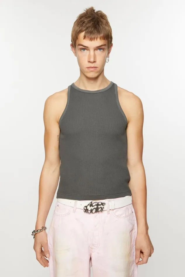 Acne Studios Tank Top 8211 Fitted Unisex Fit Faded Grey Men Tshirts