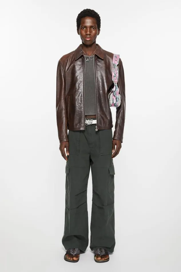 Acne Studios Twill Trousers Dark Grey Men Trousers