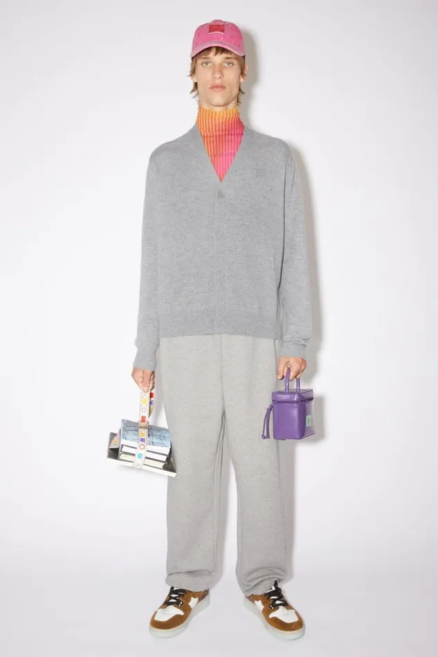 Acne Studios Wool Cardigan Grey Melange Women Knitwear