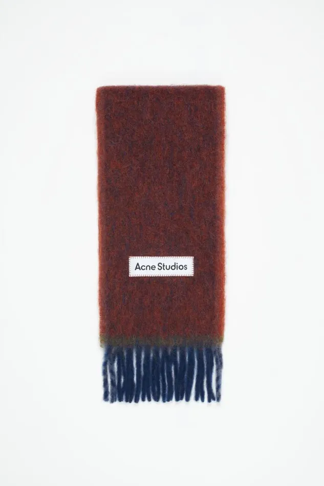 Acne Studios Wool Mohair Scarf 8211 Narrow Aubergine Blue Men Scarves