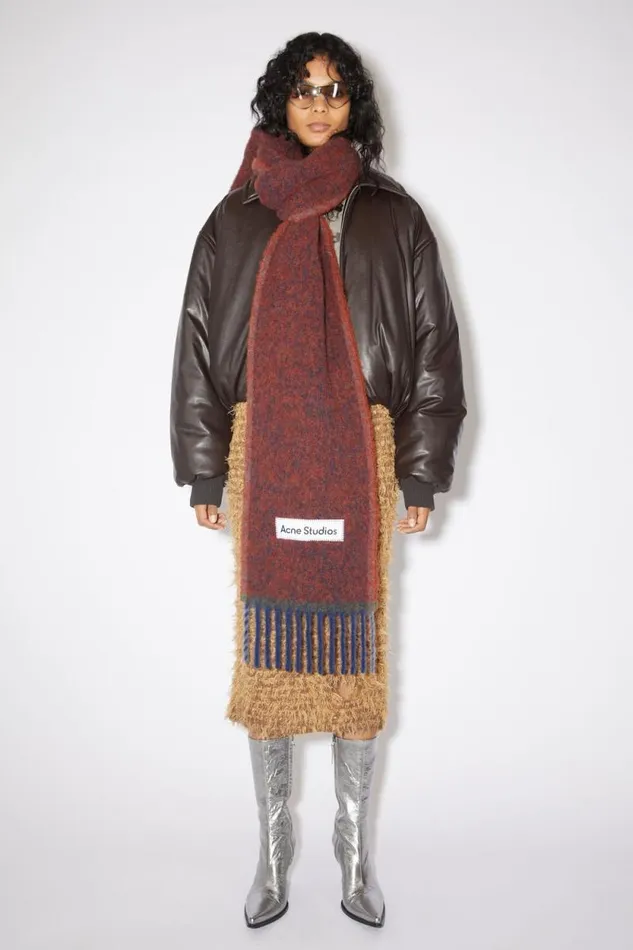 Acne Studios Wool Mohair Scarf 8211 Narrow Aubergine Blue Men Scarves Acne Studios Wool Mohair Scarf 8211 Narrow Aubergine Blue Men Scarves