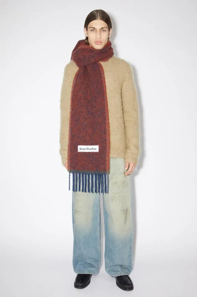 Acne Studios Wool Mohair Scarf 8211 Narrow Aubergine Blue Men Scarves Acne Studios Wool Mohair Scarf 8211 Narrow Aubergine Blue Men Scarves