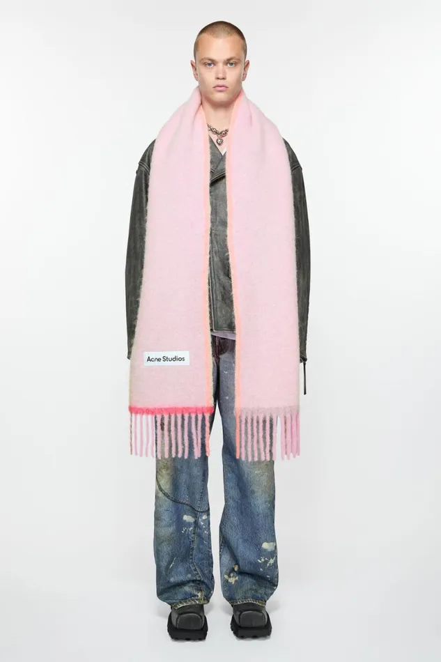 Acne Studios Wool Mohair Scarf 8211 Narrow Pink Men Scarves Acne Studios Wool Mohair Scarf 8211 Narrow Pink Men Scarves