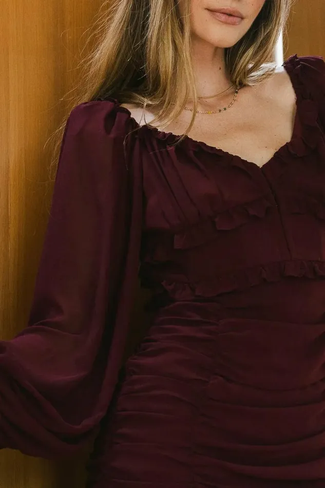 Adia Mini Dress In Wine 8211 FINAL SALE Wine Women Bohme Dresses