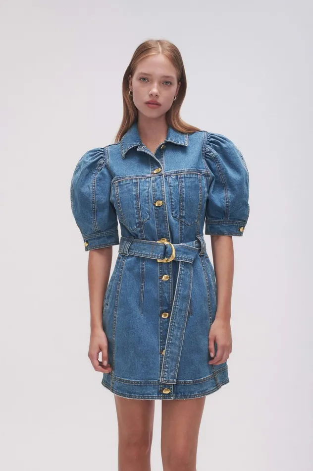 Adriana Puff Sleeve Mini Dress 90039s Wash Women Aje Mini Dresses
