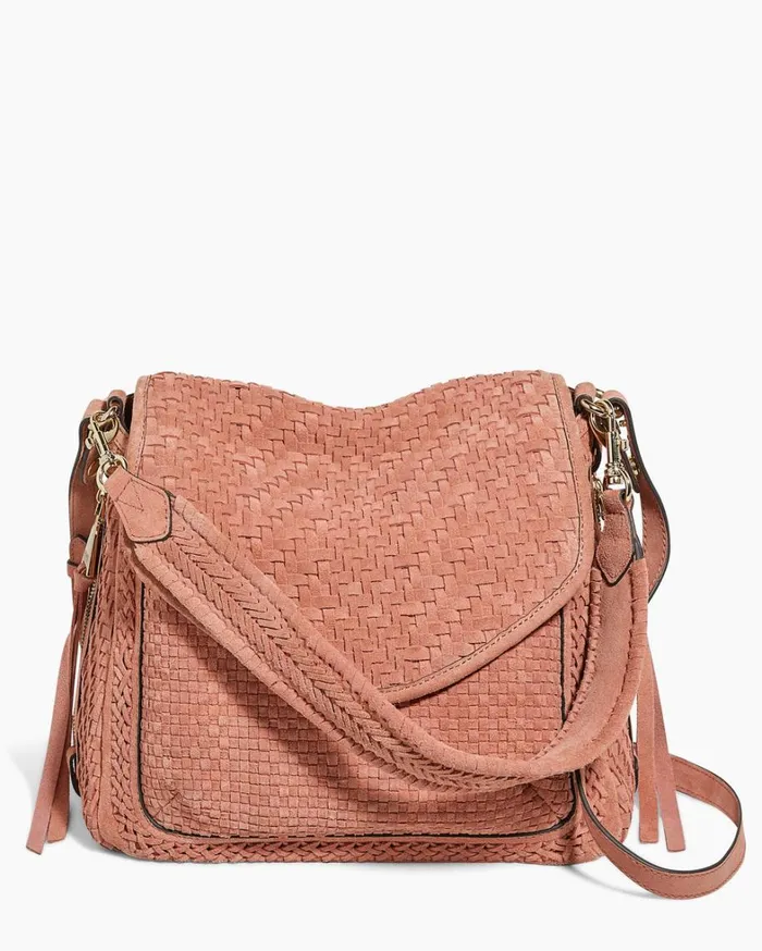 Aimee Kestenberg Satchels Women Woven All For Love Convertible Shoulder Apricot Suede