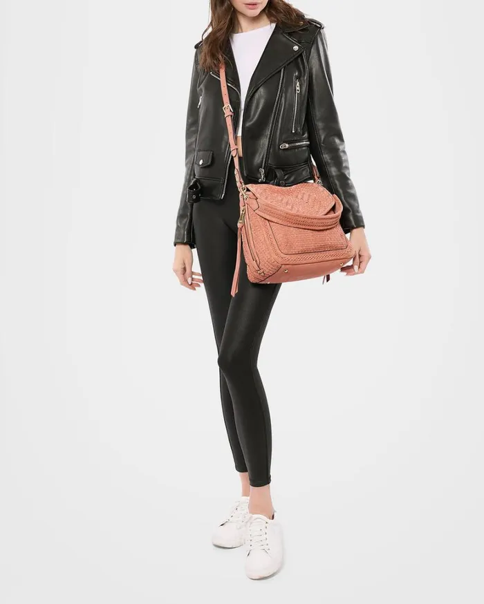 Aimee Kestenberg Satchels Women Woven All For Love Convertible Shoulder Apricot Suede