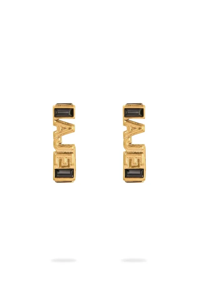 Aje Jewel Logo Square Hoop Goldblack Women Aje Jewelry