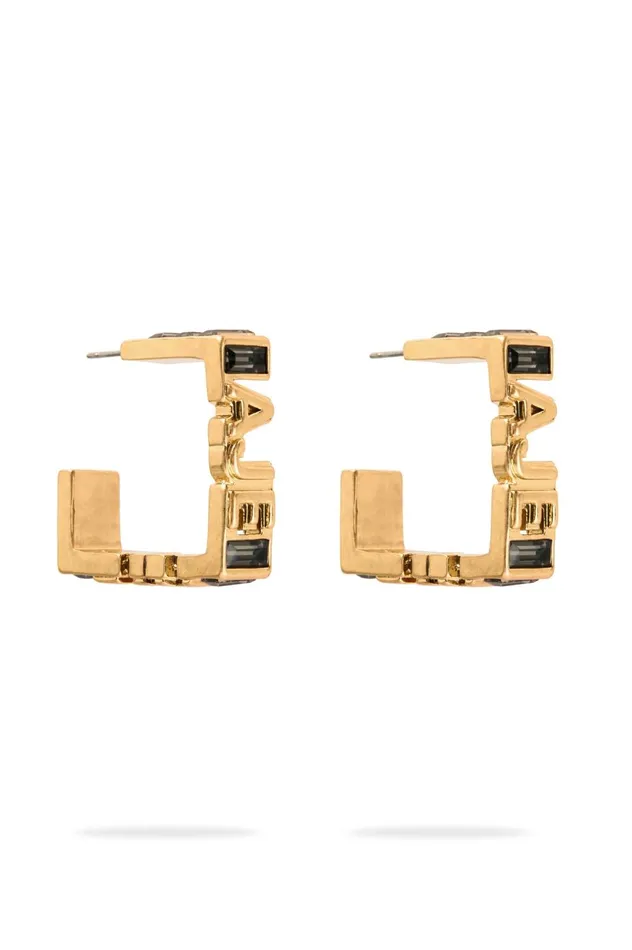 Aje Jewel Logo Square Hoop Goldblack Women Aje Jewelry