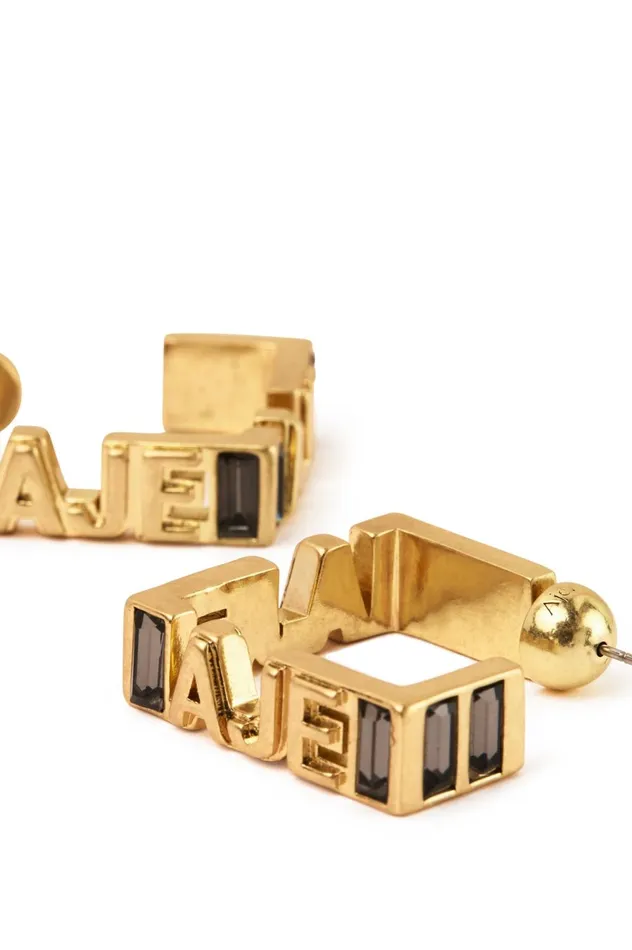 Aje Jewel Logo Square Hoop Goldblack Women Aje Jewelry