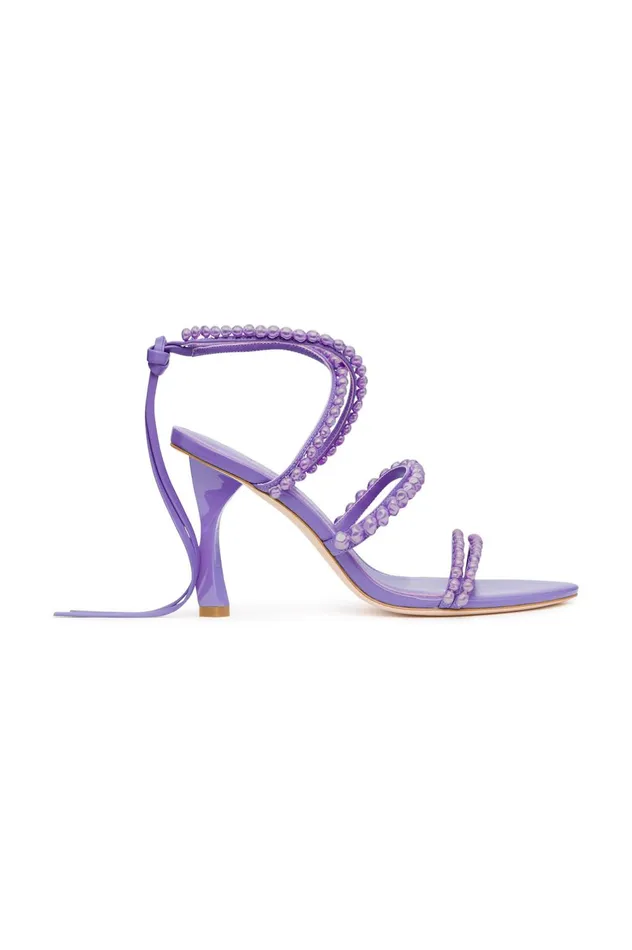 Alba Pearl Sculptural Heel Deep Violet Women Aje Shoes