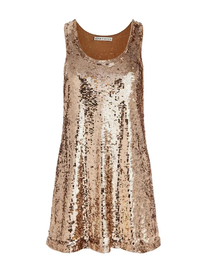 Alice Olivia AVRIL SEQUIN MINI TANK DRESS Tanbronze Women Dresses