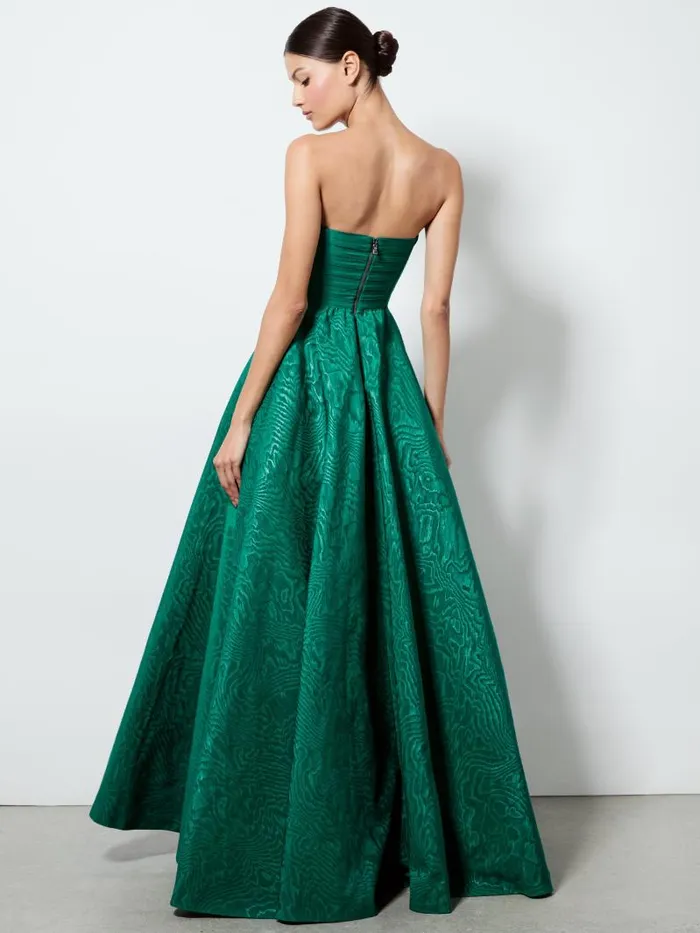 Alice Olivia BRIDGETTE STRAPLESS FLARED MAXI GOWN Forest Green Women Dresses