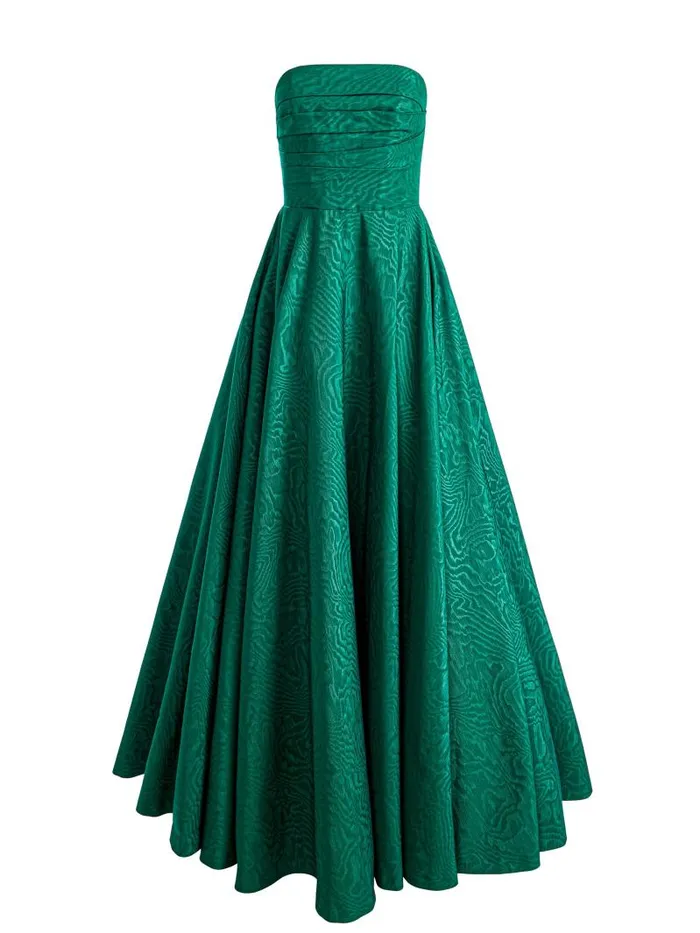 Alice Olivia BRIDGETTE STRAPLESS FLARED MAXI GOWN Forest Green Women Dresses