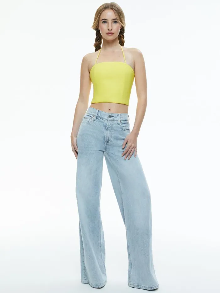 Alice Olivia CERESI HALTER BANDEAU TOP Happy Yellow Women Tops
