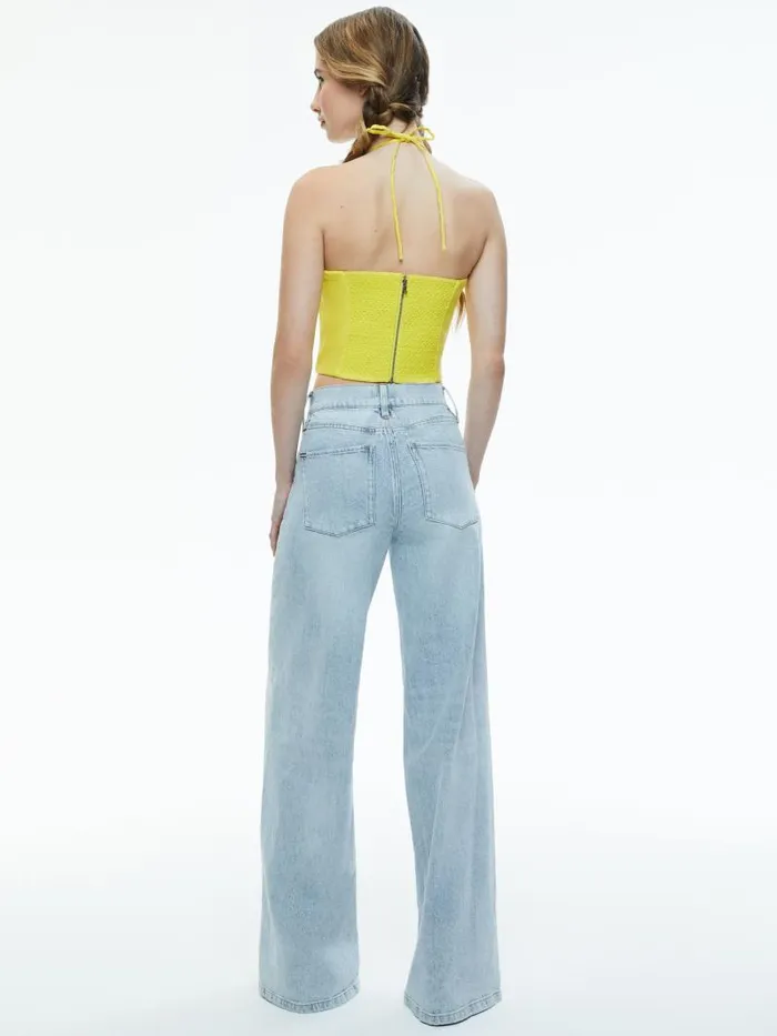 Alice Olivia CERESI HALTER BANDEAU TOP Happy Yellow Women Tops