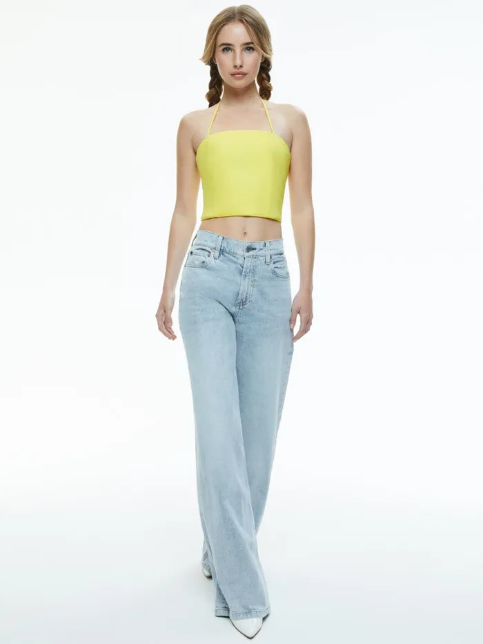 Alice Olivia CERESI HALTER BANDEAU TOP Happy Yellow Women Tops