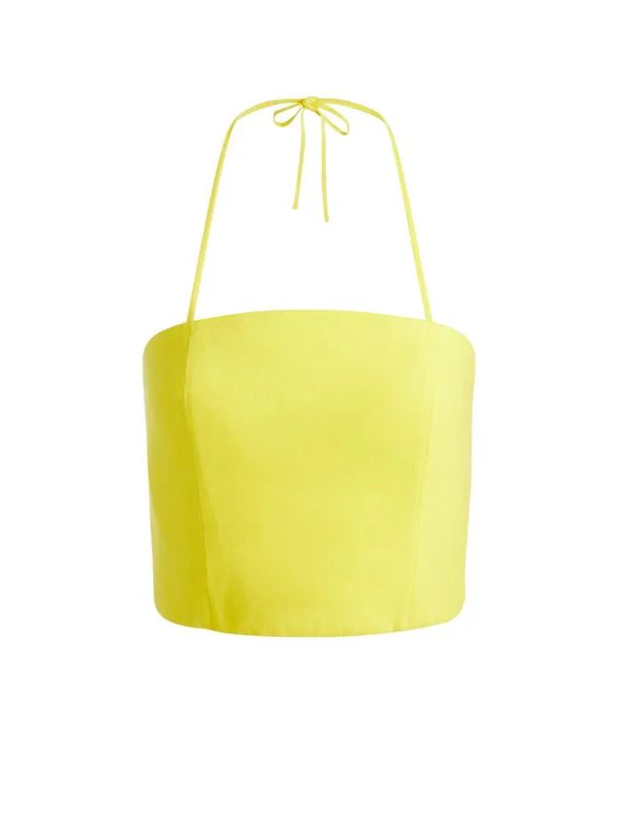 Alice Olivia CERESI HALTER BANDEAU TOP Happy Yellow Women Tops