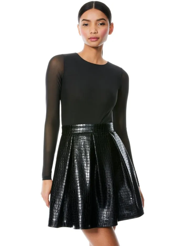 Alice Olivia CHARA VEGAN LEATHER MINI DRESS Black Women Dresses