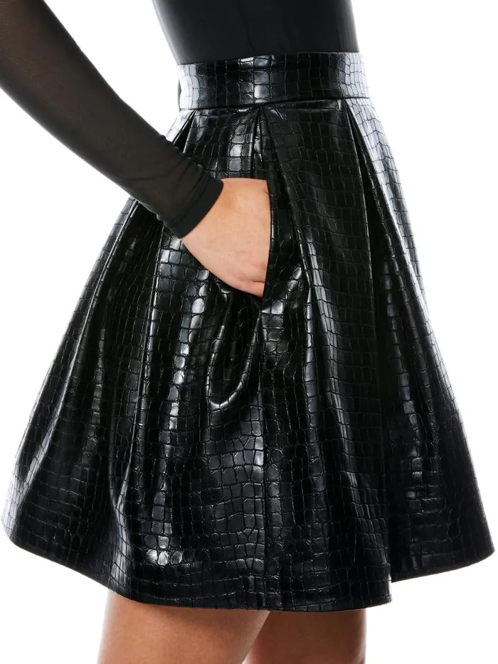 Alice Olivia CHARA VEGAN LEATHER MINI DRESS Black Women Dresses
