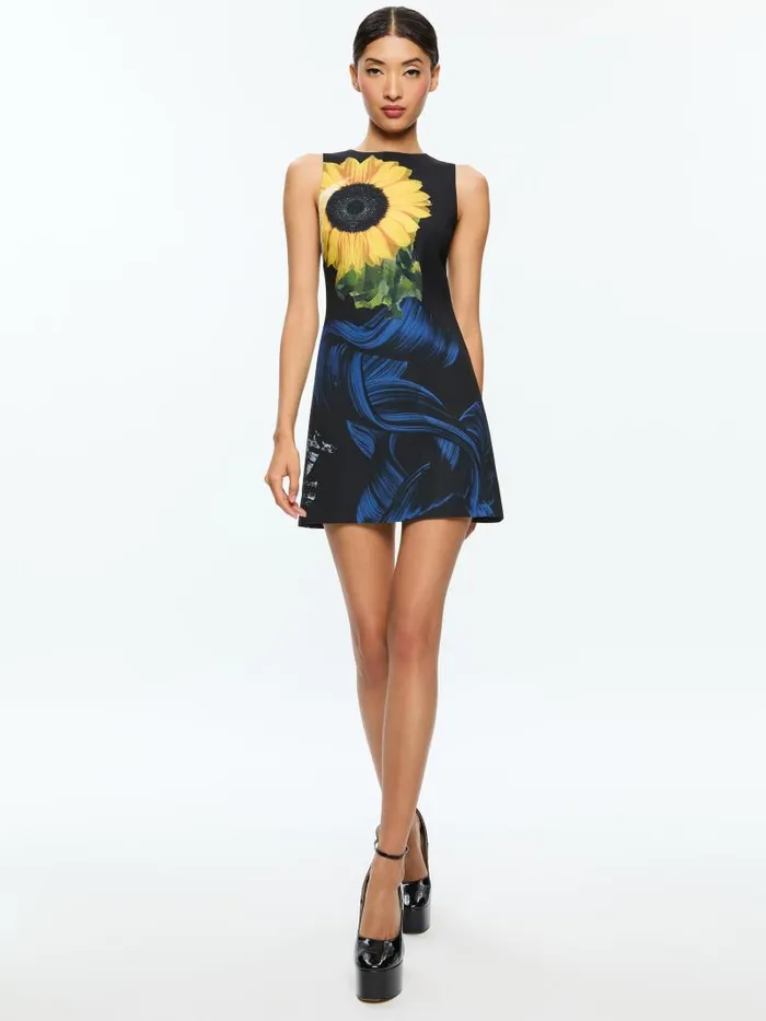 Alice Olivia CLYDE PRINTED SHIFT DRESS Azalea Floral Women Dresses