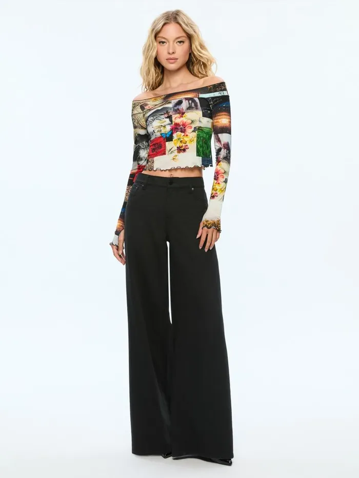 Alice Olivia DORINDA OFF THE SHOULDER TOP WITH THUMBHOLES Eco Fusion Women Tops