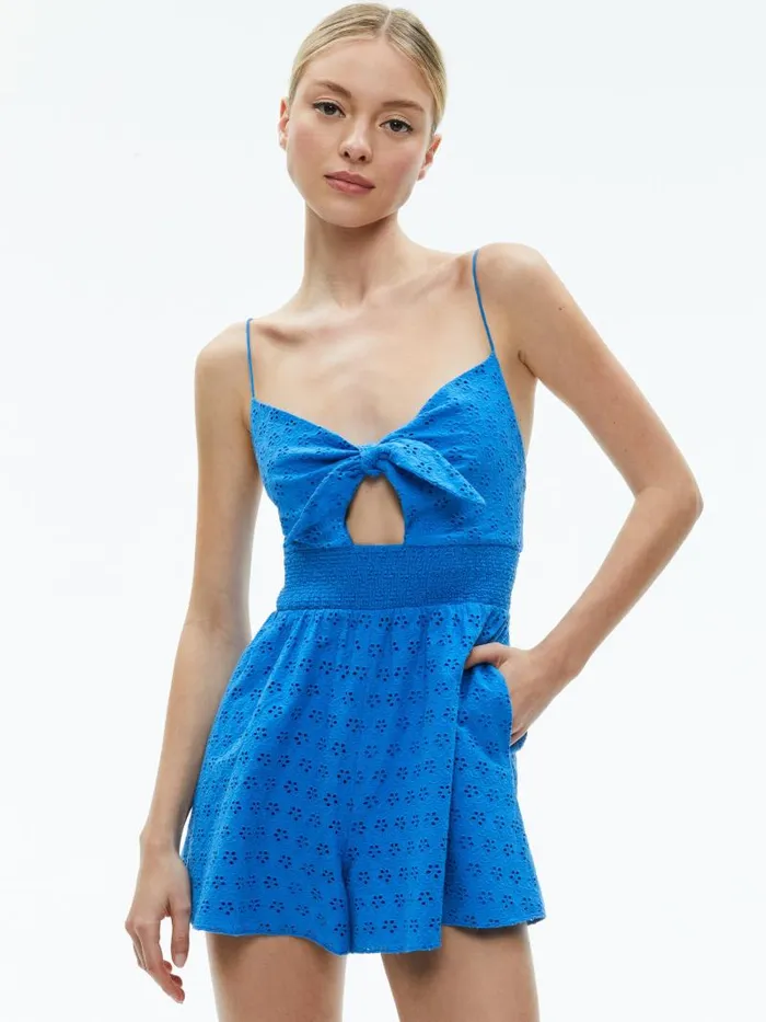 Alice Olivia FREIDA TIE FRONT ROMPER French Blue Women Jumpsuits Rompers