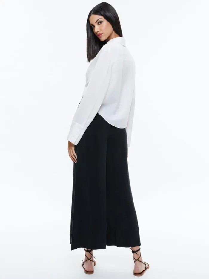 Alice Olivia HANNON TIE FRONT BLOUSE Black Women Tops