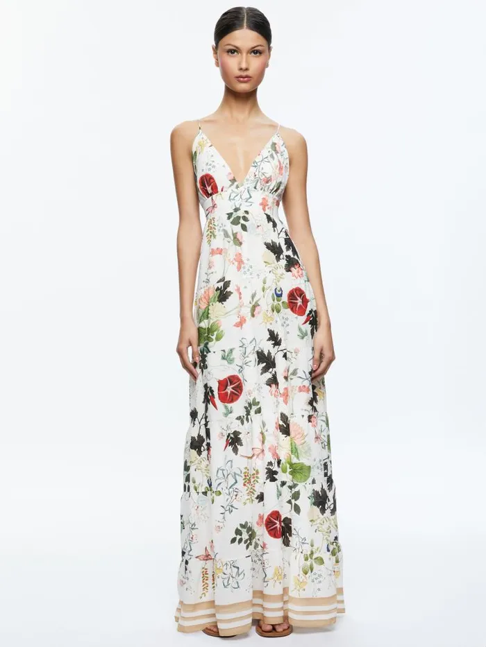 Alice Olivia KAROLINA PANELED HALTER MAXI DRESS Blush Kiss Vanilla Women Dresses