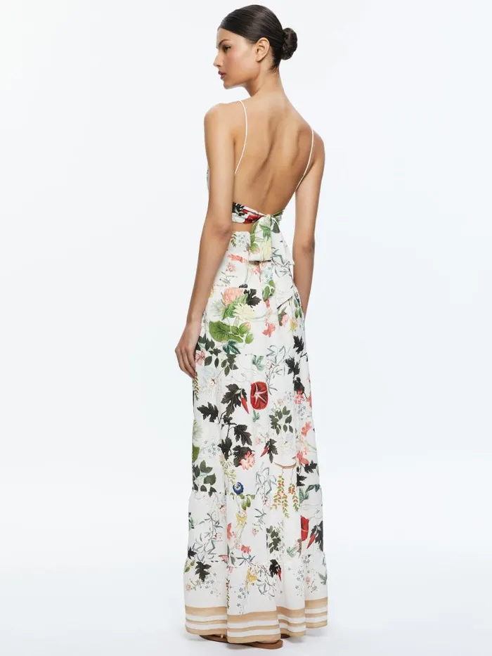 Alice Olivia KAROLINA PANELED HALTER MAXI DRESS Blush Kiss Vanilla Women Dresses