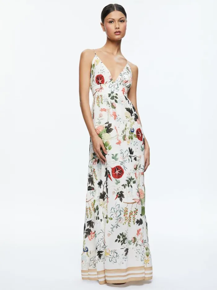 Alice Olivia KAROLINA PANELED HALTER MAXI DRESS Blush Kiss Vanilla Women Dresses