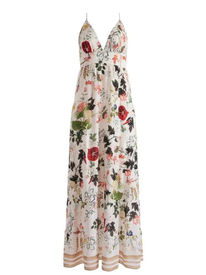 Alice Olivia KAROLINA PANELED HALTER MAXI DRESS Blush Kiss Vanilla Women Dresses