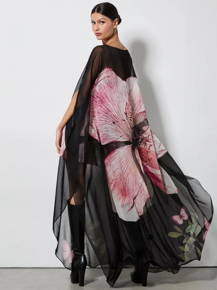 Alice Olivia LINN CAPE MAXI DRESS Luna Floral Women Dresses