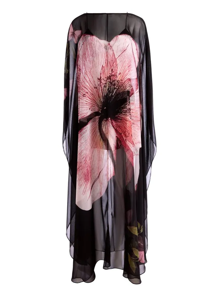 Alice Olivia LINN CAPE MAXI DRESS Luna Floral Women Dresses