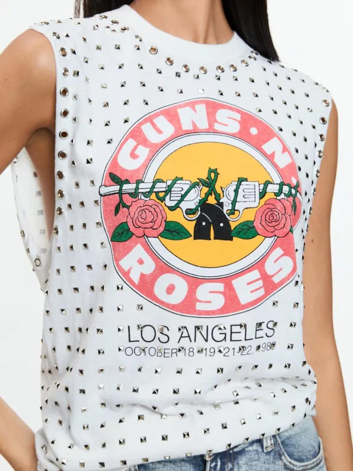 Alice Olivia MICAH EMBELLISHED MUSCLE TANK Off White Multi Women Tops