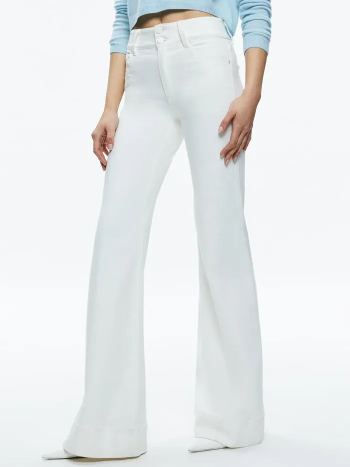 Alice Olivia MISSA 5 POCKET HIGH RISE WIDE LEG JEAN Black Women Jeans