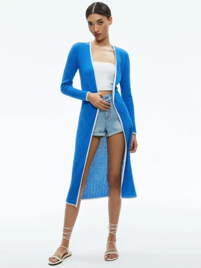 Alice Olivia OREM DUSTER French Bluesoft White Women Sweaters