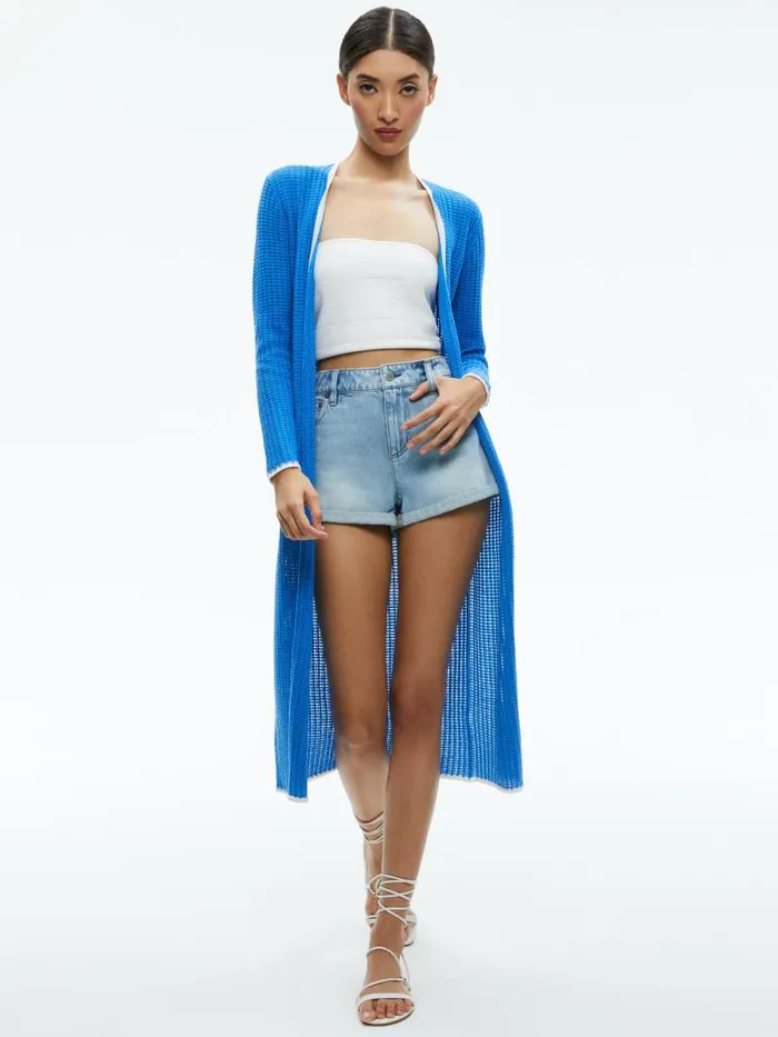 Alice Olivia OREM DUSTER French Bluesoft White Women Sweaters