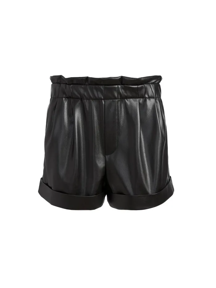 Alice Olivia REAGAN VEGAN LEATHER PAPERBAG SHORT Black Women Shorts