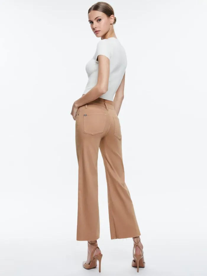 Alice Olivia ROXIE LOW RISE STRAIGHT FLARE CROPPED JEAN Camel Women Jeans