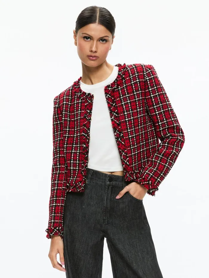 Alice Olivia Schoolgirl Plaid Bright Ruby Women Matching Sets