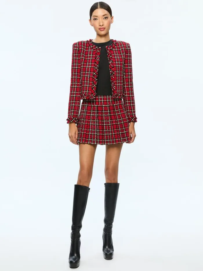 Alice Olivia Schoolgirl Plaid Bright Ruby Women Matching Sets