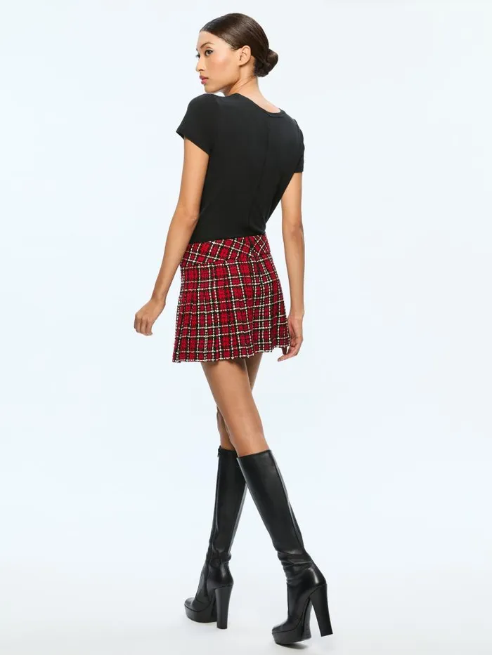 Alice Olivia Schoolgirl Plaid Bright Ruby Women Matching Sets
