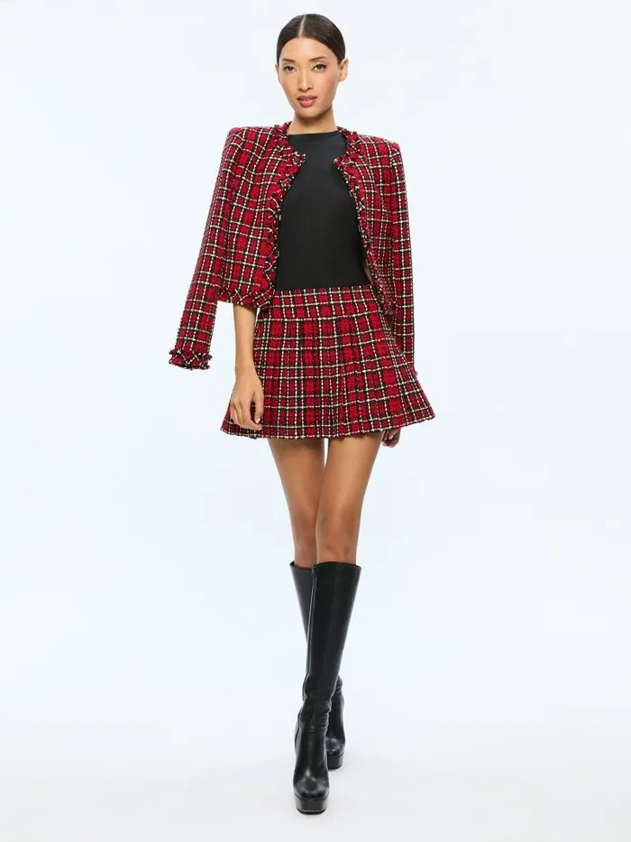 Alice Olivia Schoolgirl Plaid Bright Ruby Women Matching Sets
