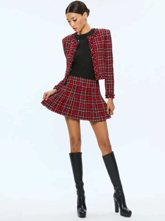 Alice Olivia Schoolgirl Plaid Bright Ruby Women Matching Sets