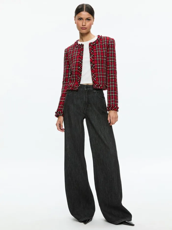 Alice Olivia Schoolgirl Plaid Bright Ruby Women Matching Sets