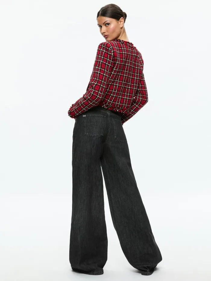 Alice Olivia Schoolgirl Plaid Bright Ruby Women Matching Sets