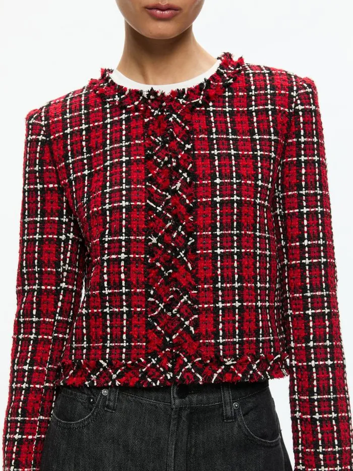 Alice Olivia Schoolgirl Plaid Bright Ruby Women Matching Sets