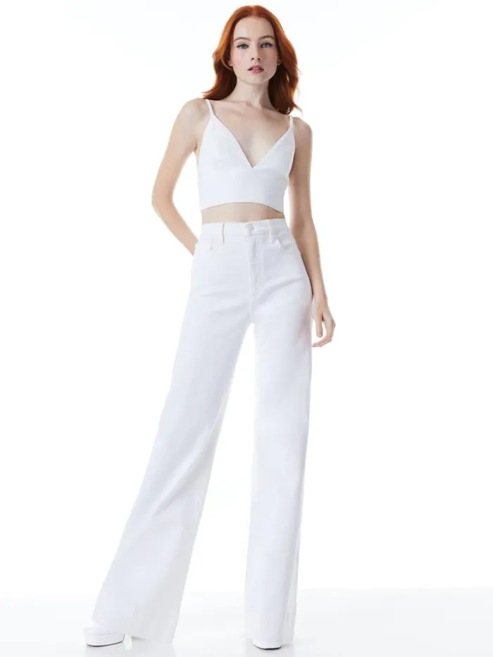 Alice Olivia SOFIA HIGH RISE BOYFRIEND JEAN White Women Jeans
